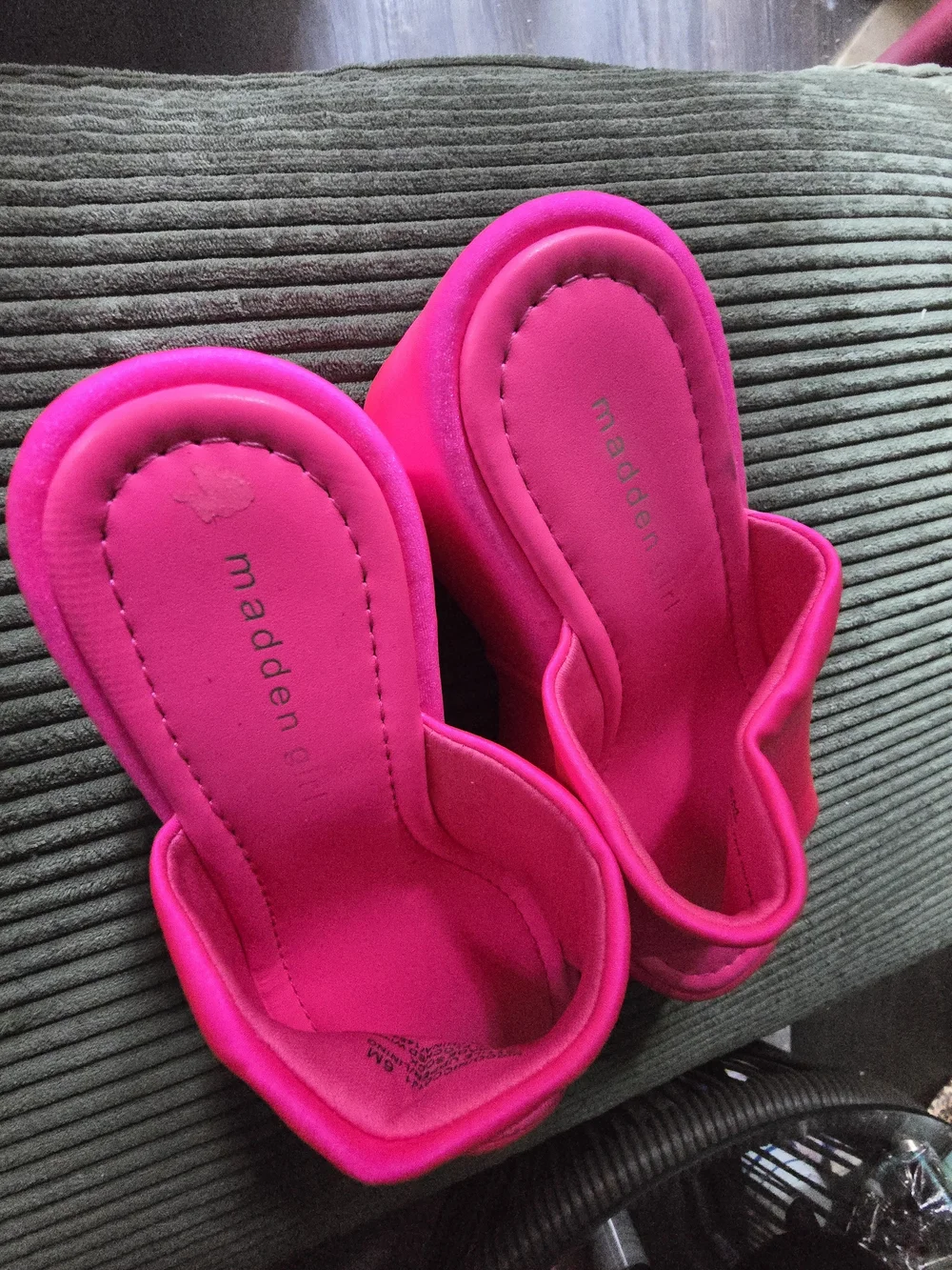 Madden Girl Hot Pink Platform Slide Sandals